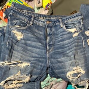 THREE!!!!!!!American Eagle Outfitters Women's Blue Ripped Jeans